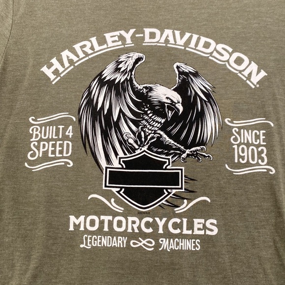 Harley-Davidson Mens Military Babe Green T-Shirt - Small - Picture 4 of 8